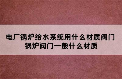 电厂锅炉给水系统用什么材质阀门 锅炉阀门一般什么材质